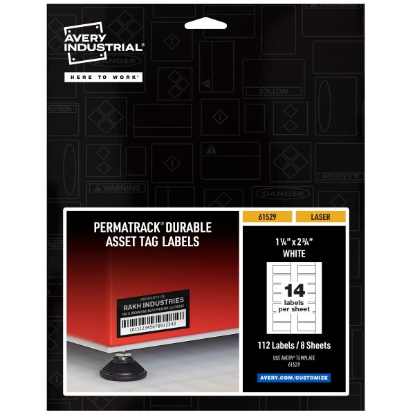 Avery® PermaTrack® White Asset Tag Labels